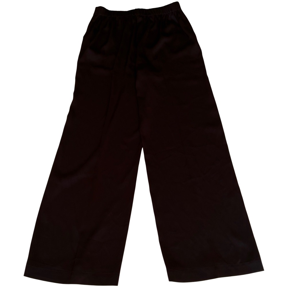 Calvin Klein womens tuxedo pants wide leg satin black‎ career trouser flare M